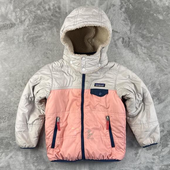 Patagonia Other - Patagonia Girls Reversible Tribbles Hoody Jacket Sherpa Puffer Coat Size 5T
